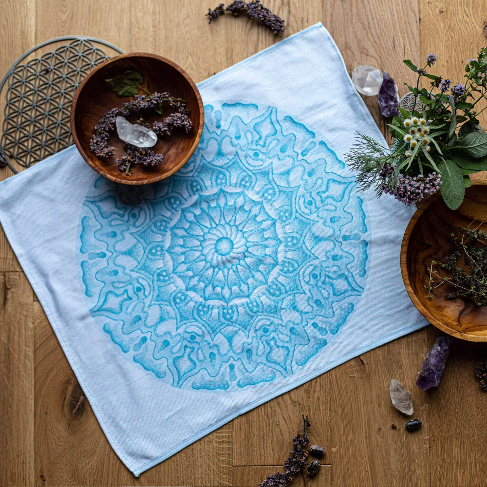 Utěrka mandala – světle modrá