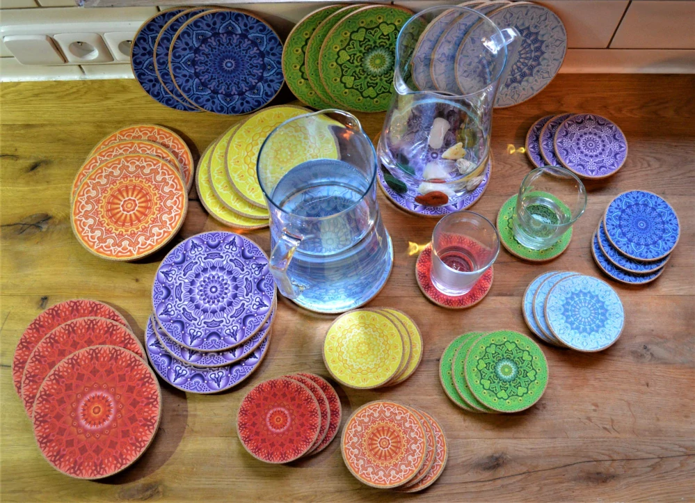 Meditační podtácky 7 barev čaker - celý set