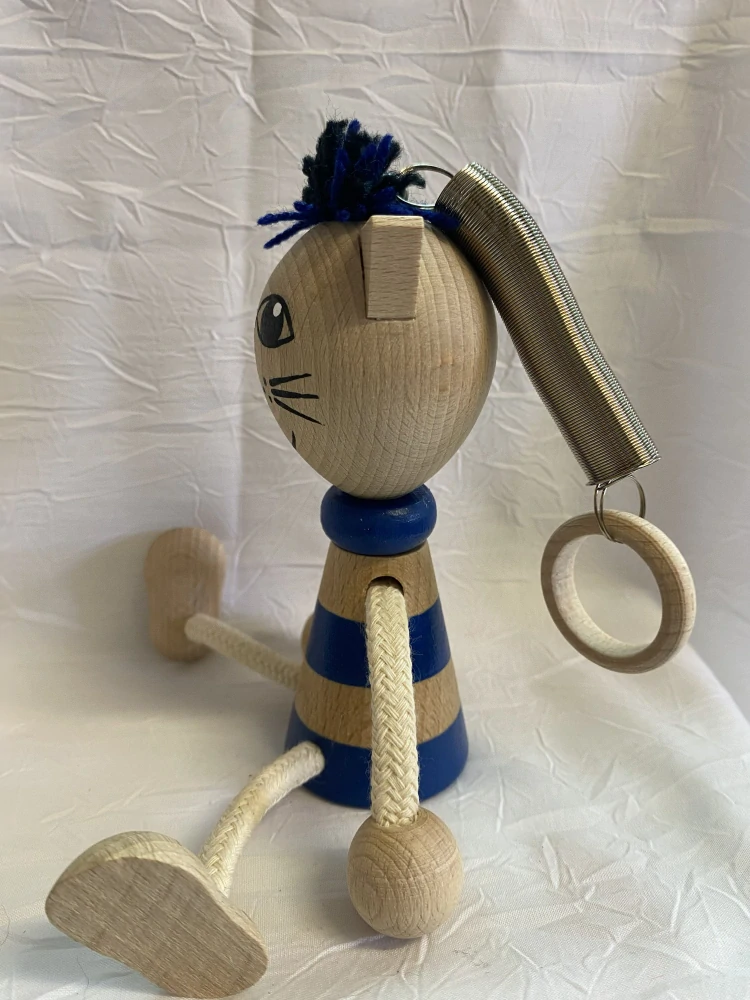 Figurka na pružině - Pruhovaný kocour s chocholkou