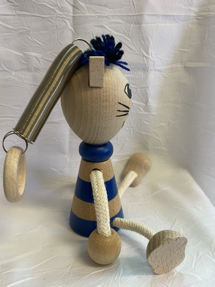 Figurka na pružině - Pruhovaný kocour s chocholkou